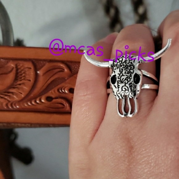 Longhorn Ring. Bull Head Cow Head Steer Head Cowgirl Rodeo Festival Boho Cowboy - Picture 4 of 11